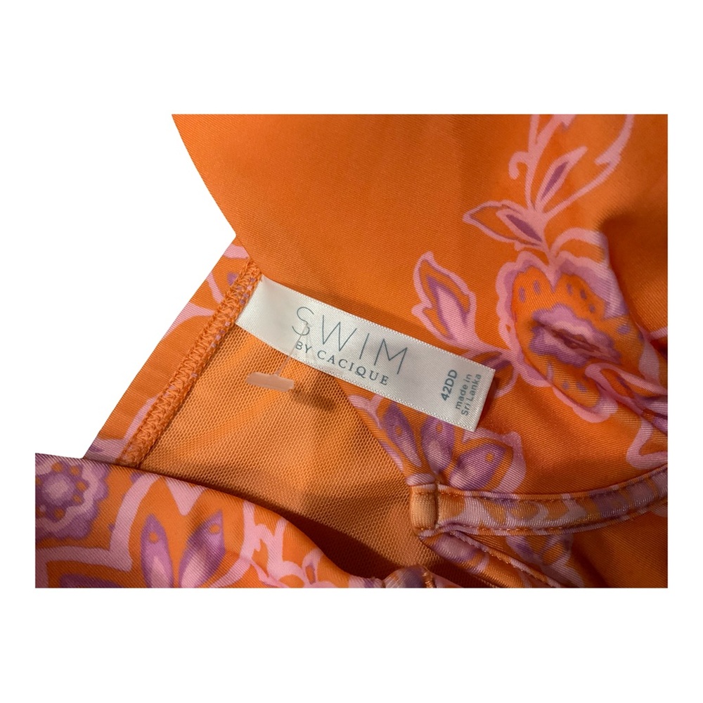 Cacique Swim Set 22/42DD Orange Floral Underwire Bikini Top + Skirtini NWOT - Picture 9 of 13